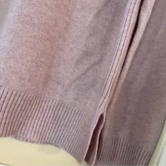 SAKS FIFTH AVENUE Cashmere Lavender Crew Neck Soft Detail Trim Sweater - Picture 5 of 8